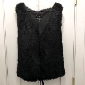 Black faux fur vest